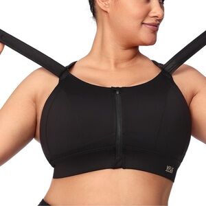 VFUS Zip Front Adjustable High Impact Sports Bra Size L